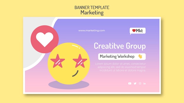 Free PSD marketing workshop banner template with emoji