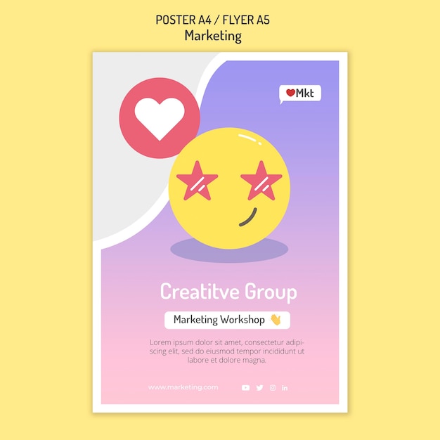 Marketing workshop poster template with emoji