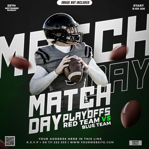 Free PSD match day american football sport event flyer template