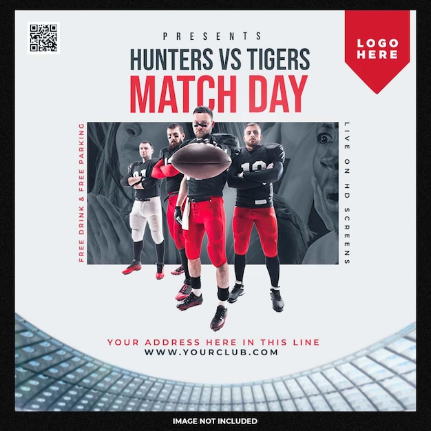 Free PSD match day football sport event flyer template