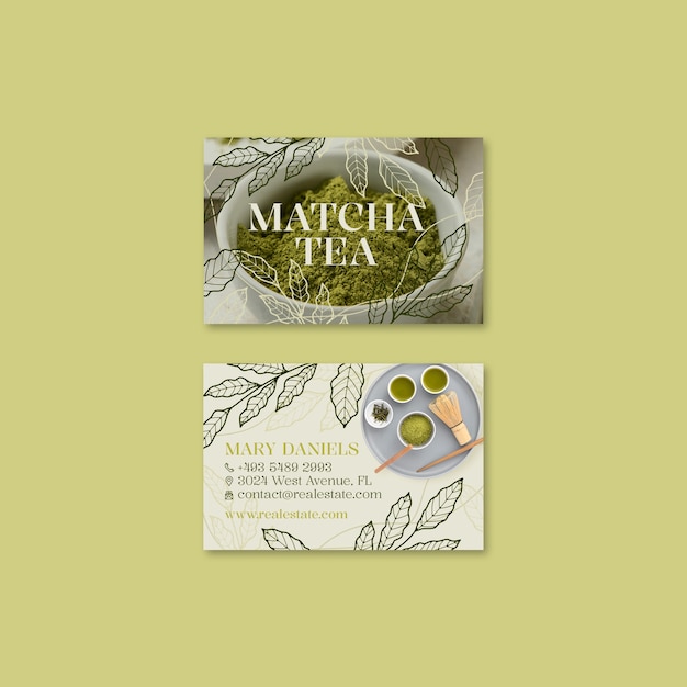 Free PSD matcha tea drink business card