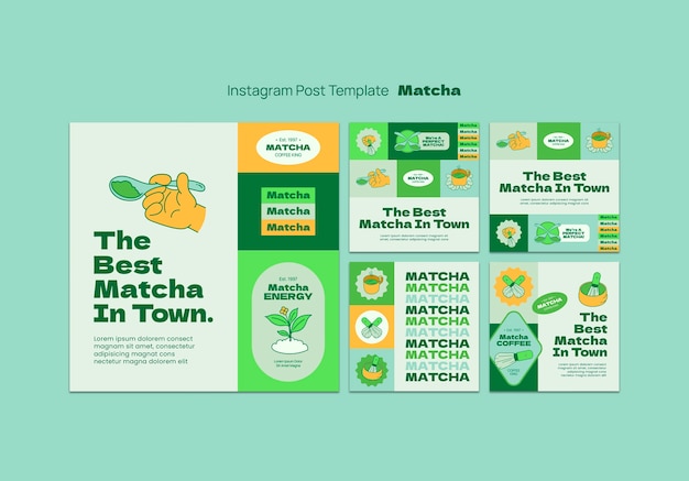 Free PSD matcha tea drink  instagram posts