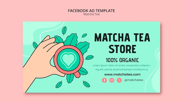 Free PSD matcha tea  facebook template