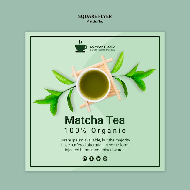 Matcha tea flyer template concept