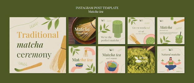 Free PSD matcha tea  instagram posts