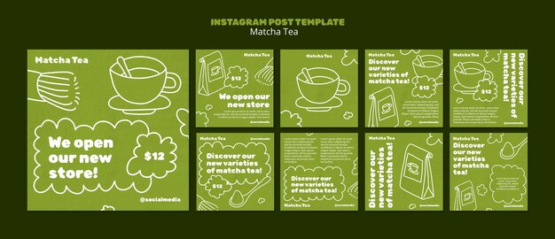 Matcha tea  instagram posts