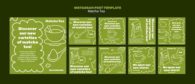 Free PSD matcha tea  instagram posts