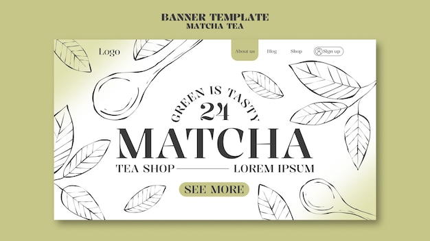 Free PSD matcha tea  landing page template