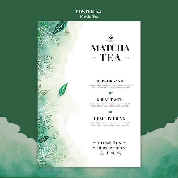 Matcha tea poster concept mock-up