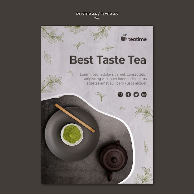 Free PSD matcha tea poster template concept