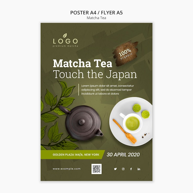 Free PSD matcha tea poster template