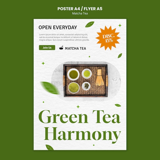 Free PSD matcha tea  poster template