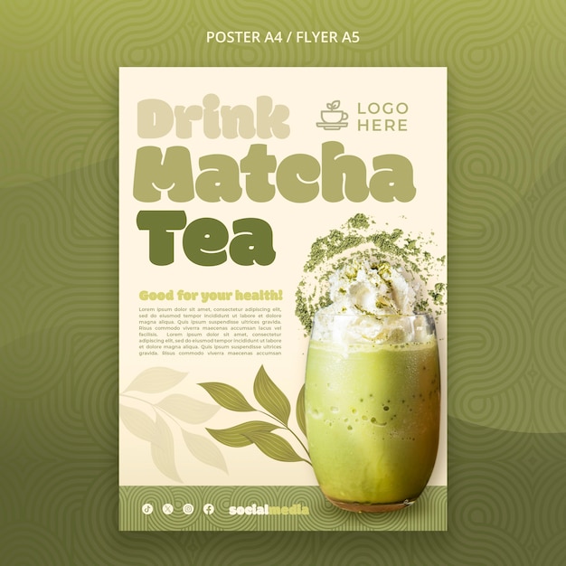 Free PSD matcha tea  poster template