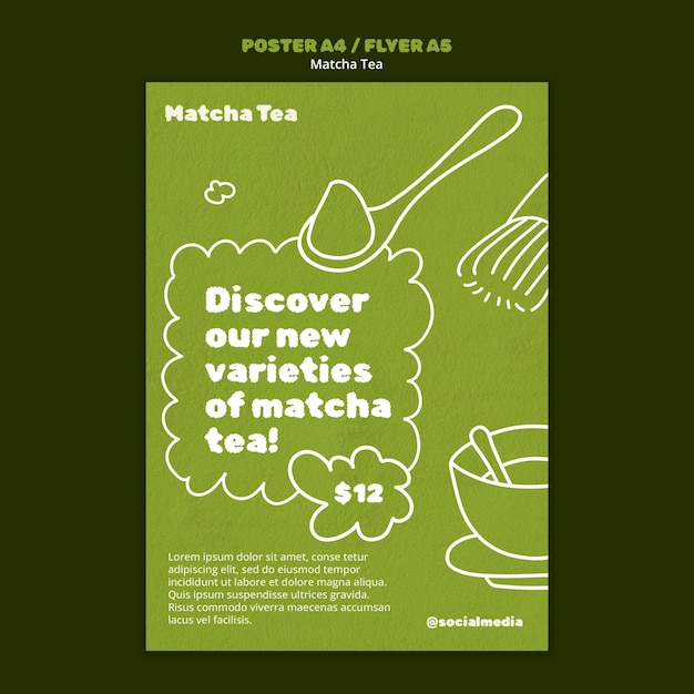 Matcha tea  poster template