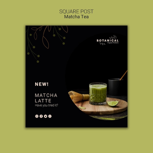 Matcha tea square post concept