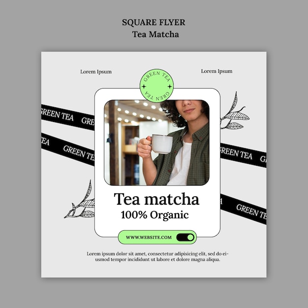 Free PSD matcha tea template design