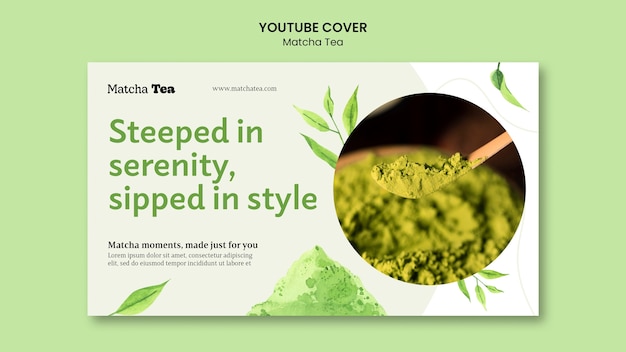 Free PSD matcha tea youtube cover template