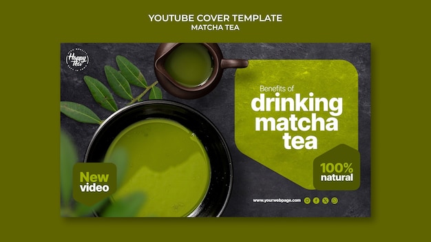 Free PSD matcha tea youtube cover template