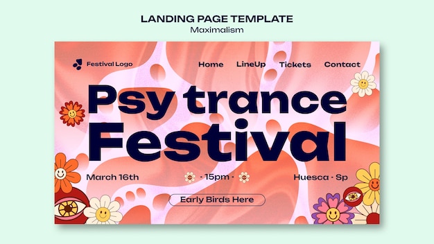 Maximalism style landing page template