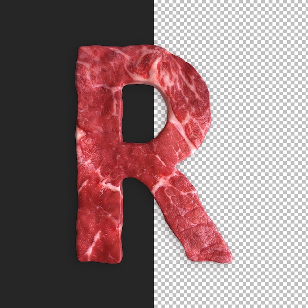 Free PSD meat alphabet on black background, letter r