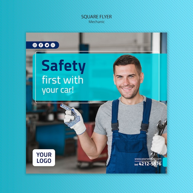 Mechanic flyer template with photo