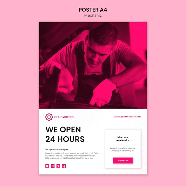 Free PSD mechanic poster template