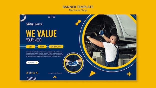 Mechanic shop ad template banner