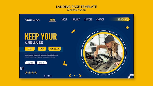 Mechanic shop landing page template