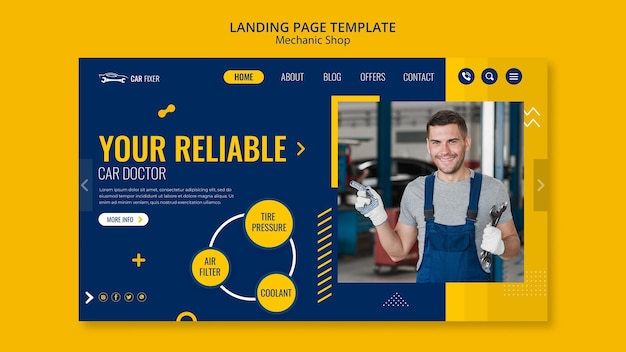 Free PSD mechanic shop template landing page