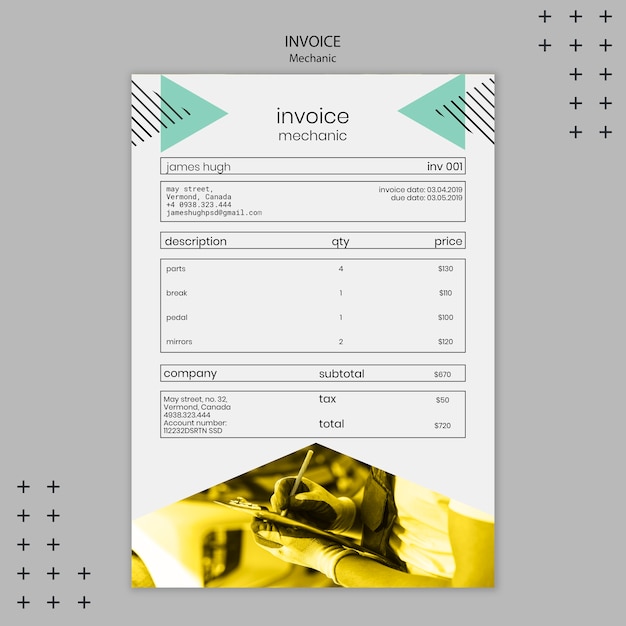 Free PSD mechanic theme for invoice template