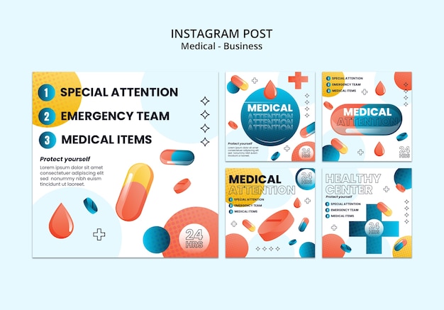 Free PSD medical aid instagram posts template