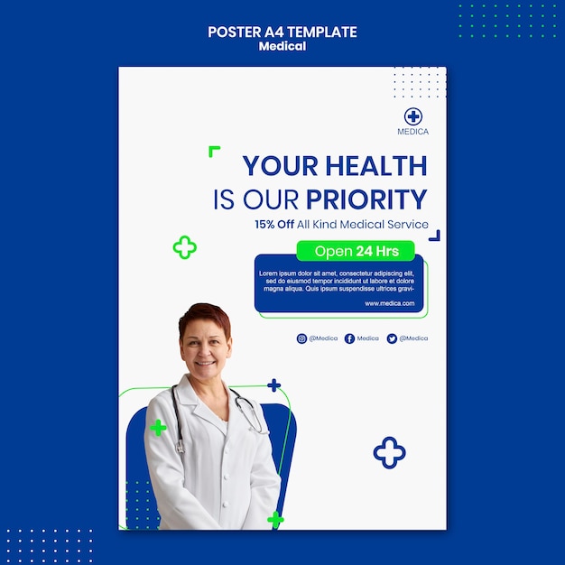 Medical aid poster template