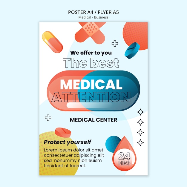 Free PSD medical aid poster template