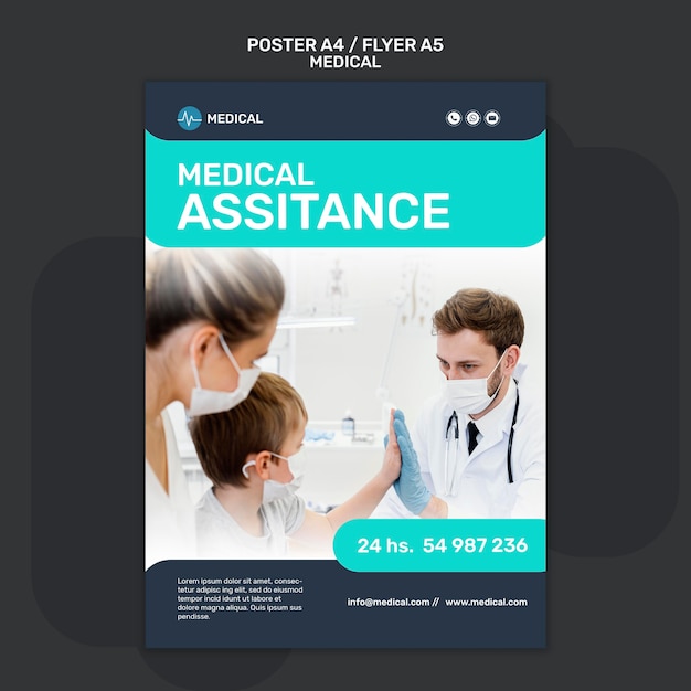 Free PSD medical assistance poster template