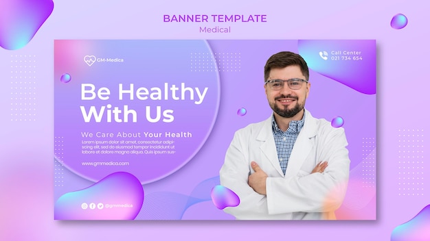 Medical banner template with photo