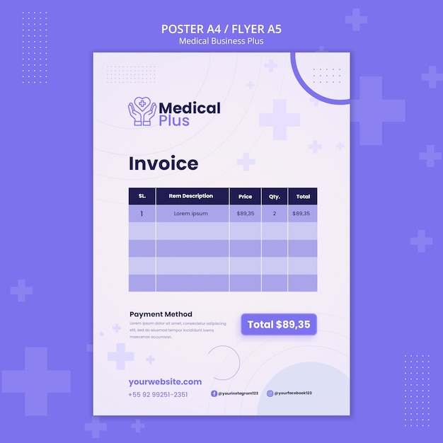 Medical business invoice template