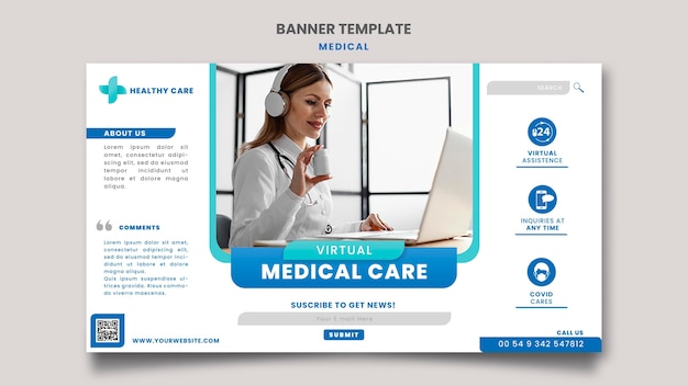 Medical care banner template design