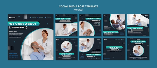 Free PSD medical care social media post template