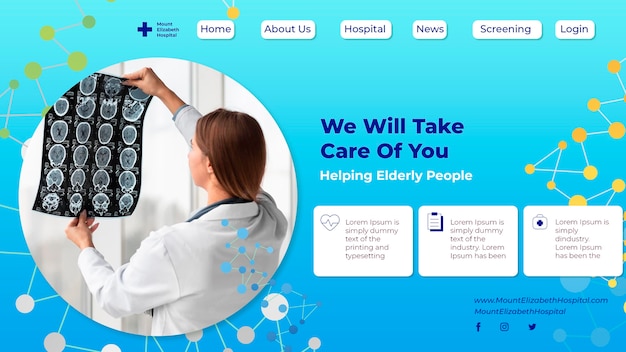 Free PSD medical center landing page template