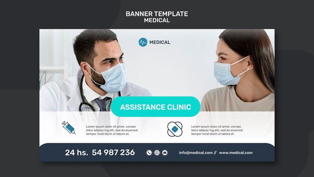 Medical clinic horizontal banner template