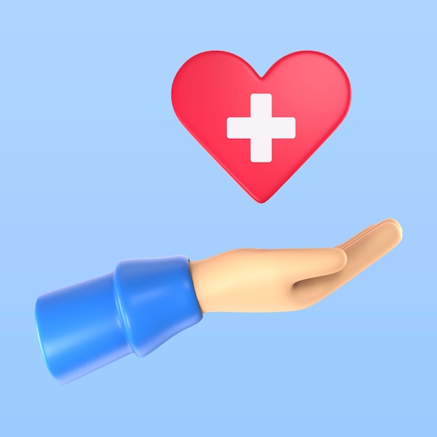 Medical concept with hand and heart icon