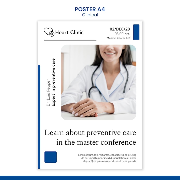 Medical poster template with photo