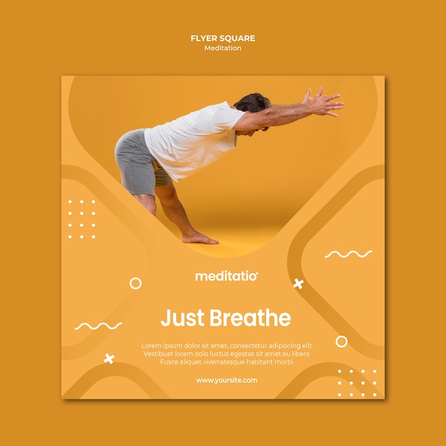 Free PSD meditation concept square flyer design