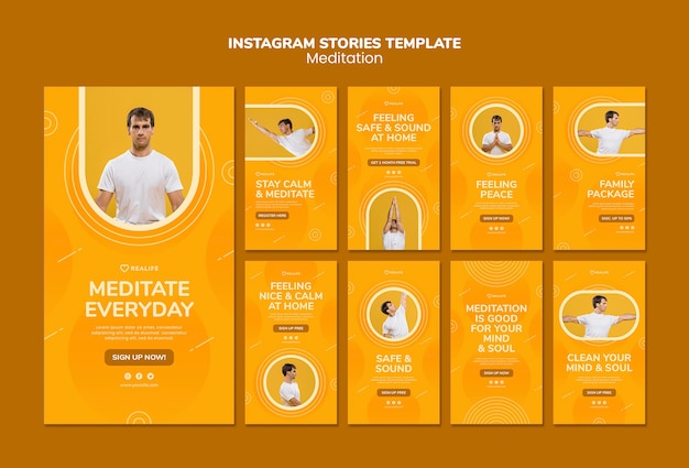 Free PSD meditation instagram stories template