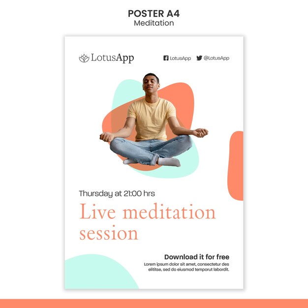 Meditation lifestyle vertical print template