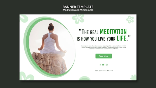 Free PSD meditation and mindfulness banner concept