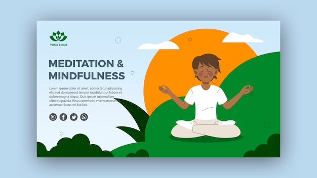 Free PSD meditation and mindfulness banner template