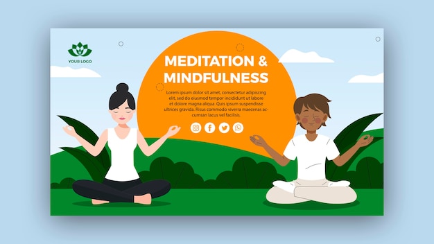 Free PSD meditation and mindfulness banner template