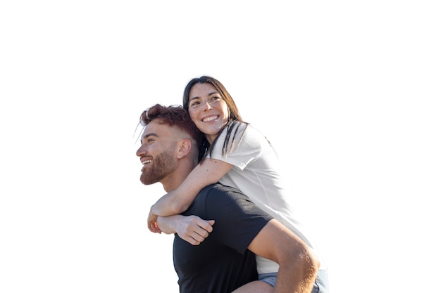 Free PSD medium shot couple posing together