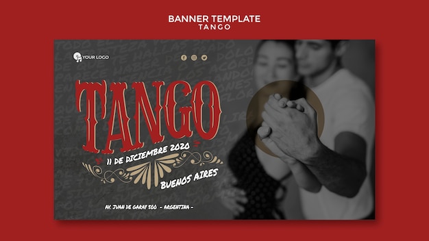 Medium shot tango dancers banner web template